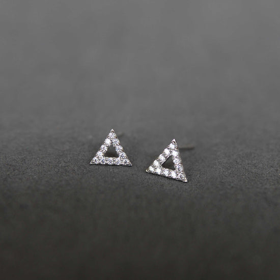 1/4 CTW Diamond Triangle Pave Stud Earrings set in 925 Sterling Silver