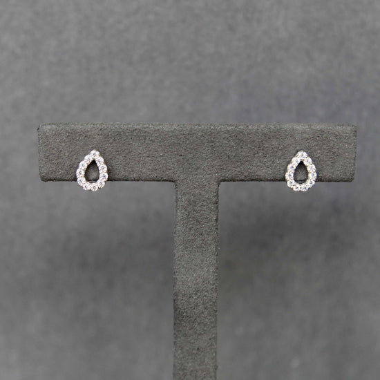 1/4 CTW Diamond Teardrop Pear Pave Stud Earrings set in 925 Sterling Silver