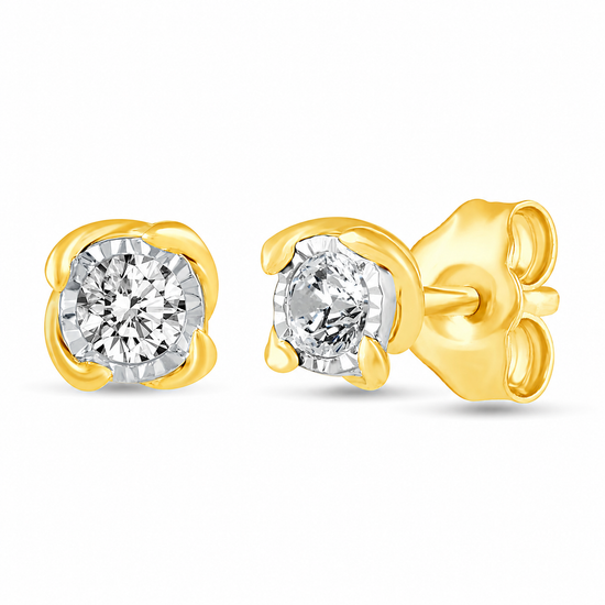 Round Lab-Grown Diamond Miracle Plate Stud Earrings in 925 Sterling Silver (1/2 CT TW)