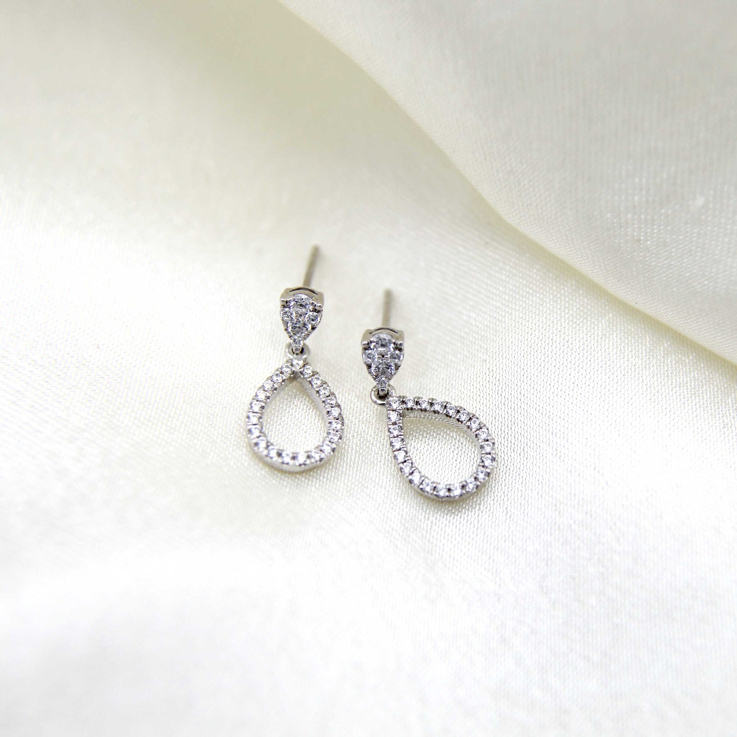 1/2 Ctw Natural Diamonds Double Teardrop Pear Shape Dangle Drop Earrings in 925 Sterling Silver