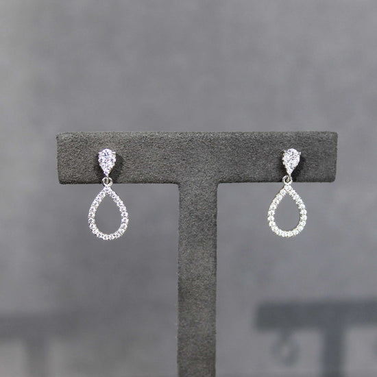 1/2 Ctw Natural Diamonds Double Teardrop Pear Shape Dangle Drop Earrings in 925 Sterling Silver