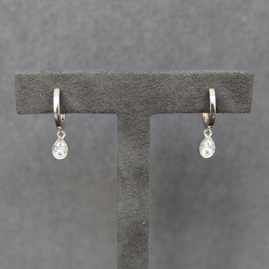 1/5 Ctw Natural Diamonds Pear Teardrop Dangle Drop Hoop Earrings in 925 Sterling Silver