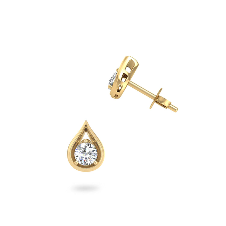1/5-1/3 Cttw Diamond Teardrop Pear shape Stud Earrings available in K18 Yellow Gold vermeil and 925 Sterling Silver Rhodium Plating fifth and fine jewelry