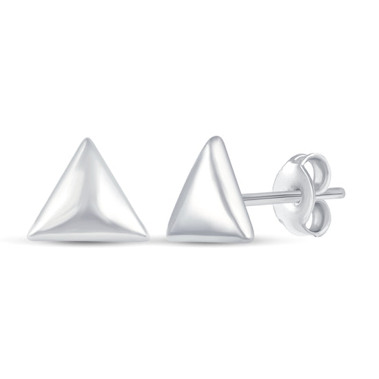 Pop-Up Solid Disk Plain Triangle Stud Earrings in 925 Sterling Silver