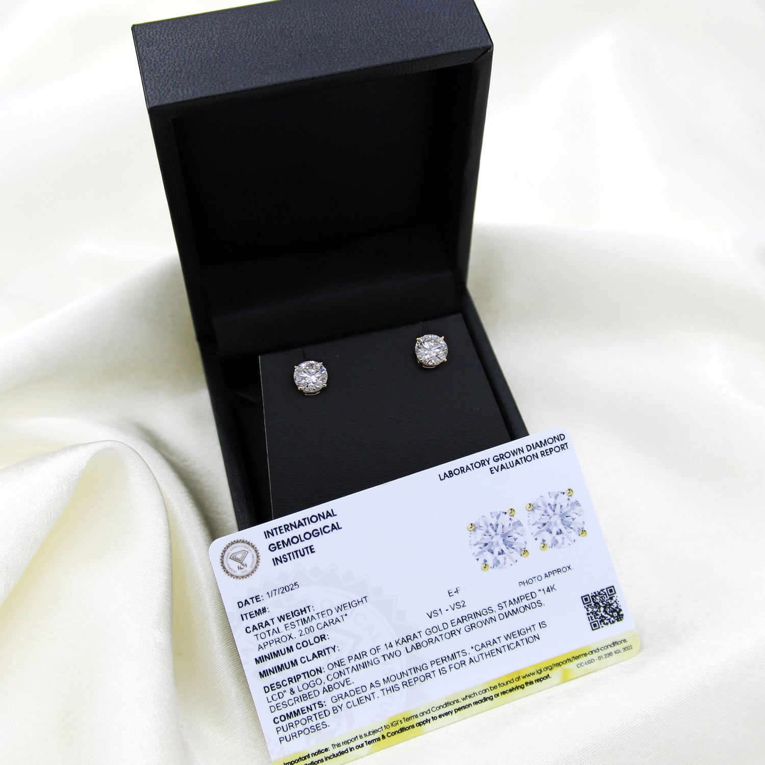 Certified (SI2-I1) 1/5ct TW to 2.00ct TW Lab-grown Diamond Earrings-14K Gold-Screw Back fifth and fine jewelry