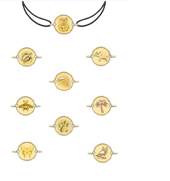 Adjustable Medallion Motif Nylon Cord Bracelet in 925 Sterling Silver with Natural or Lab-Grown Diamonds