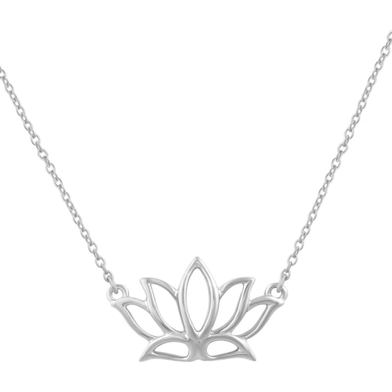 Tiny Lotus Charm Necklace Pendant in 925 Sterling Silver