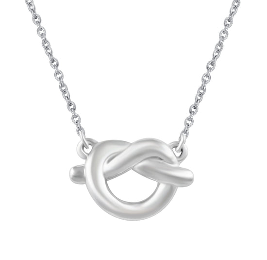Tiny Knot Heart Charm Necklace Pendant in 925 Sterling Silver