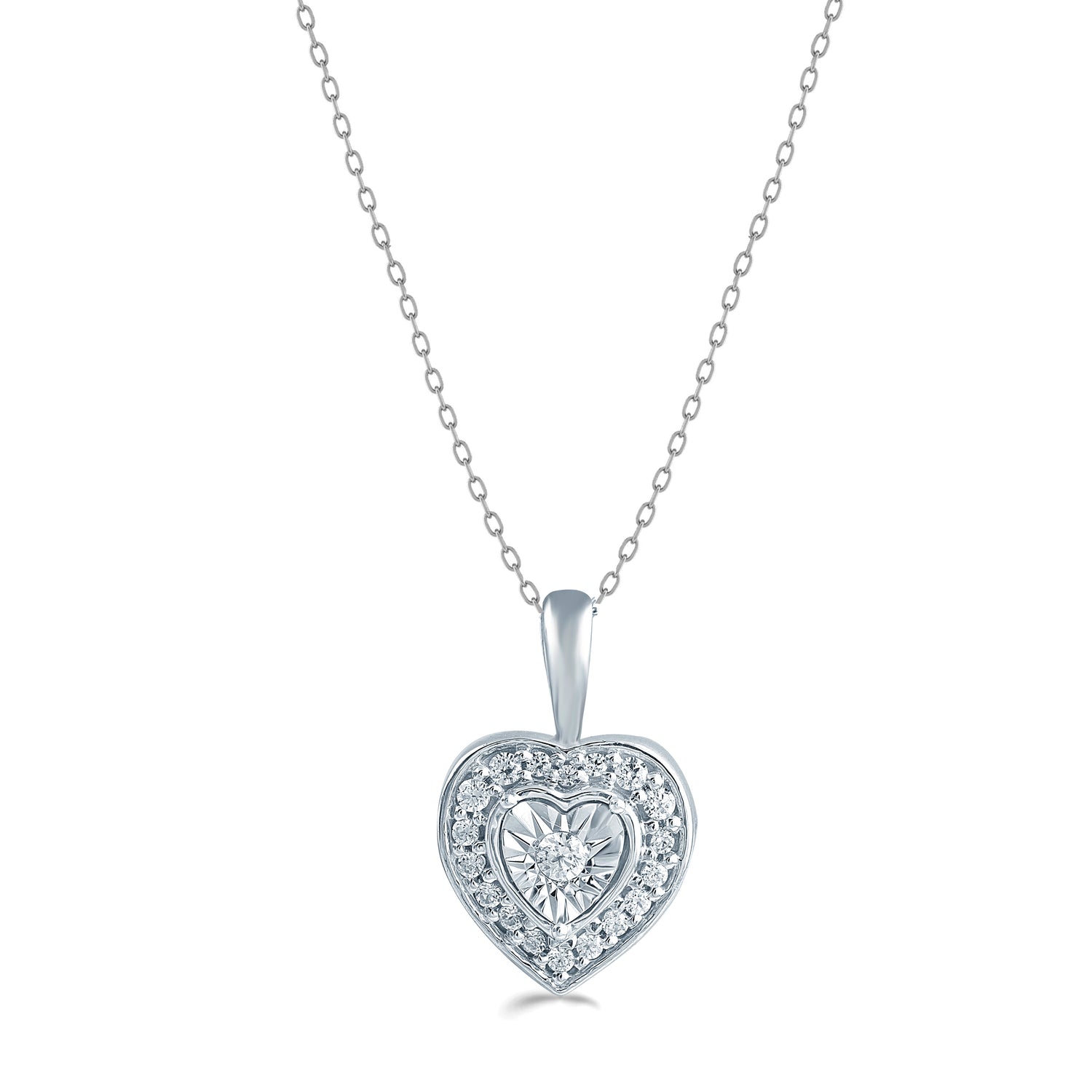 1/10 Cttw Diamond Heart Necklace Pendant 925 Sterling Silver