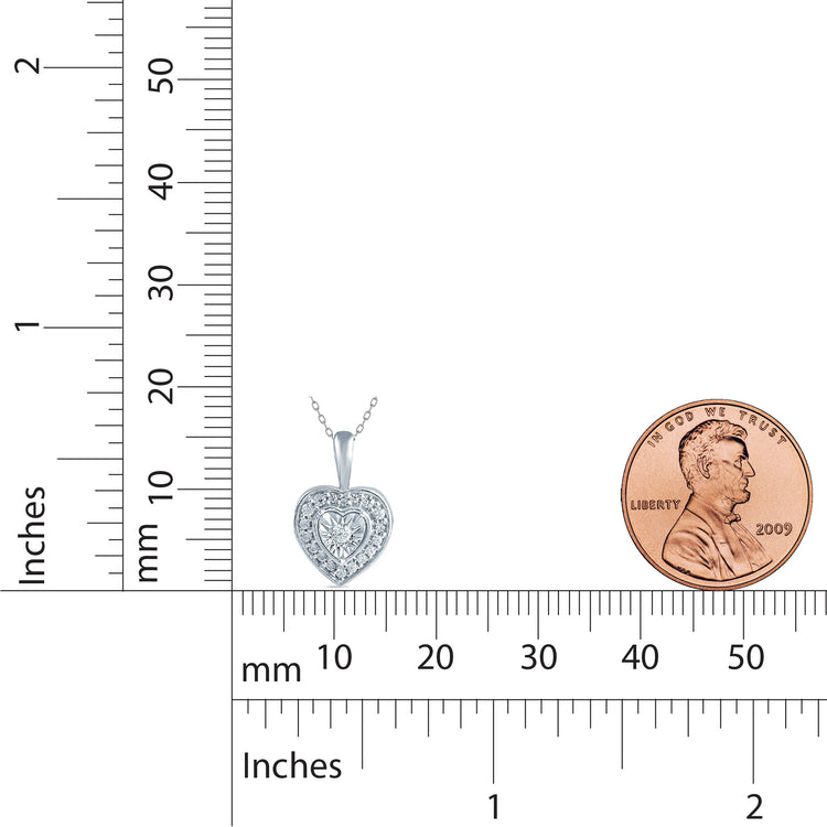 1/10 Cttw Diamond Heart Necklace Pendant 925 Sterling Silver