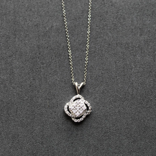 1/4CT TW  Diamond Swirl Cushion Cluster Fashion Pendant in Sterling Silver