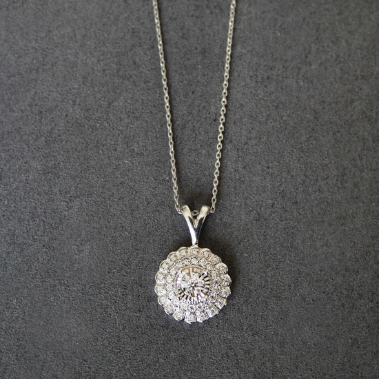 1/4CT TW Diamond Vintage Round Cluster Pendant in 925 Sterling Silver