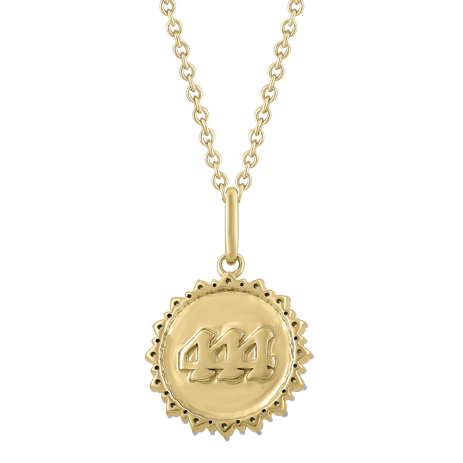 1/4 Cttw Diamond Angel Medallion Coin Necklace fifth and fine jewelry k14 yellow gold 925 sterling silver