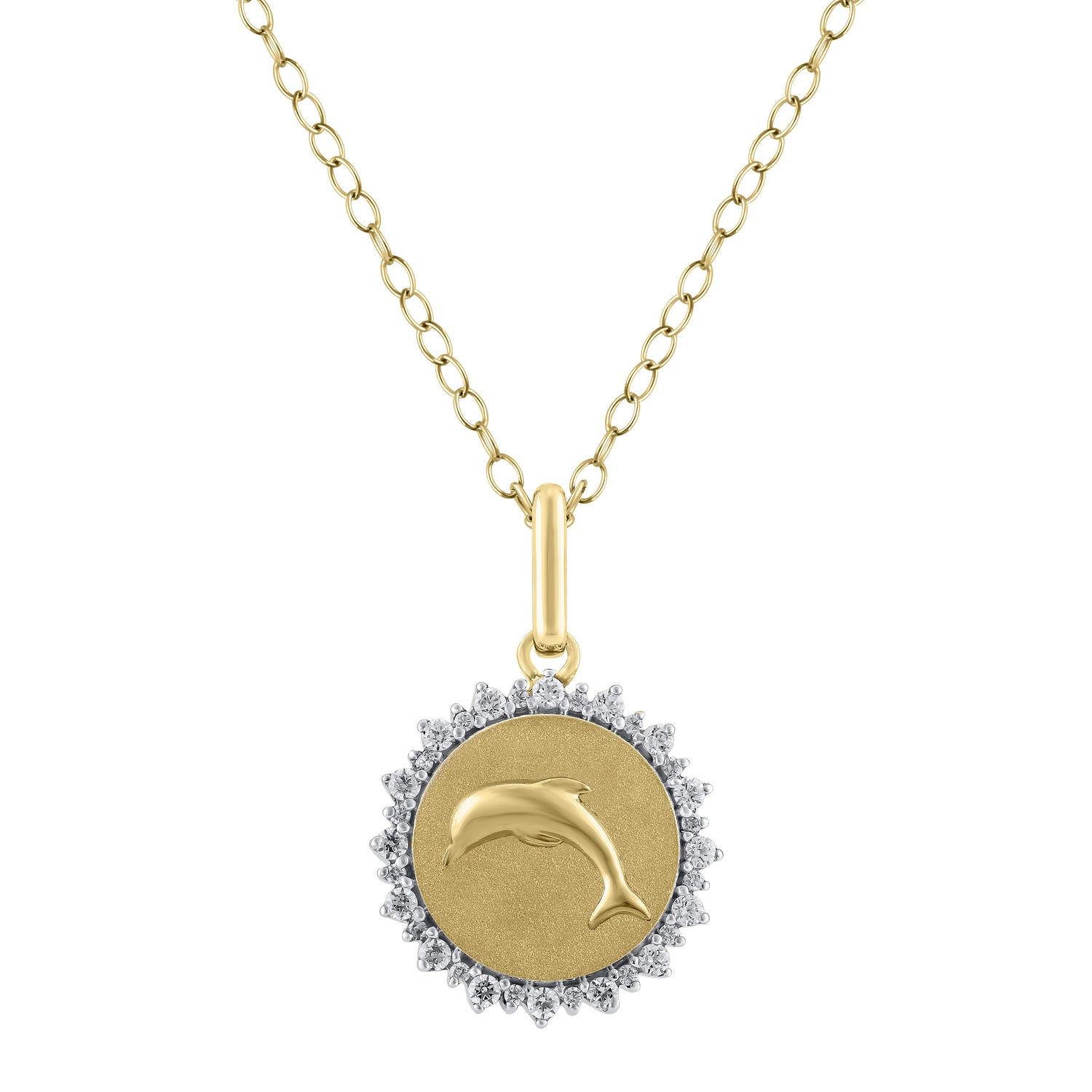 1/4 Cttw Diamond Dolphin Medallion Coin Necklace fifth and fine k14 yellow gold 