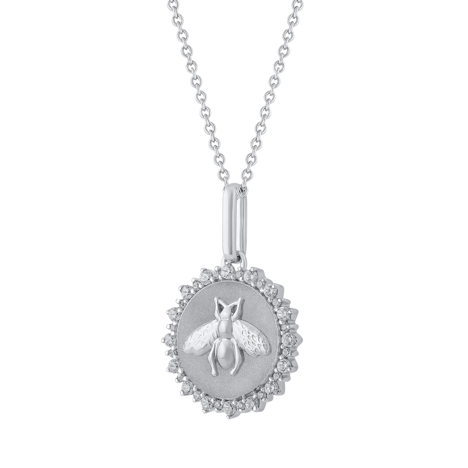 1/4 Cttw Lab-Grown Diamond Bee Medallion Coin Necklace pendant jewelry K18 yellow gold 925 Sterling Silver