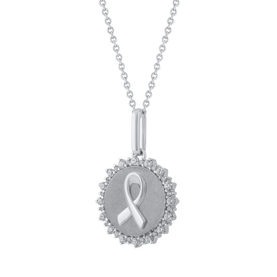 1/4 Cttw Diamond Ribbon Medallion Coin Necklace