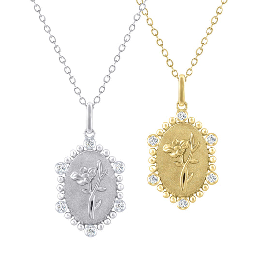 1/10 Cttw Diamond Birth Flower Necklace 18K Gold Vermeil : August Water Lily fifth and fine jewelry sterling silver 925