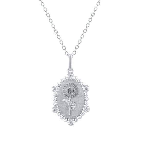 1/10 Cttw Diamond Birth Flower Necklace 18K Gold Vermeil : September Sunflower