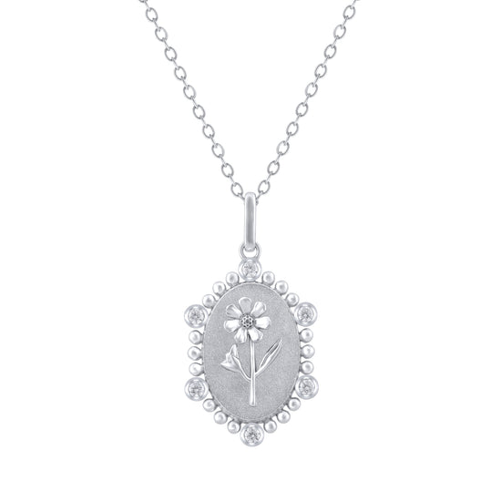 1/10 Cttw Diamond Birth Flower Necklace 18K Gold Vermeil : October Cosmos