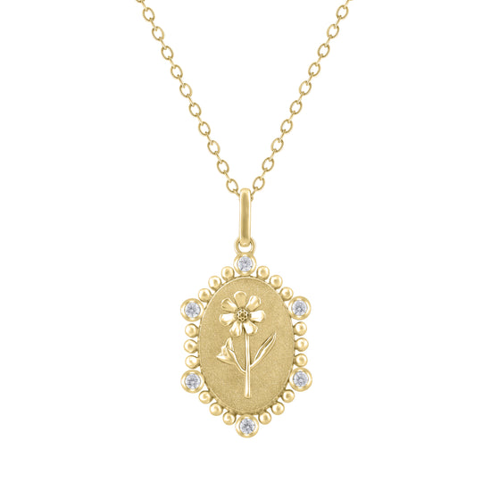 1/10 Cttw Diamond Birth Flower Necklace 18K Gold Vermeil : October Cosmos