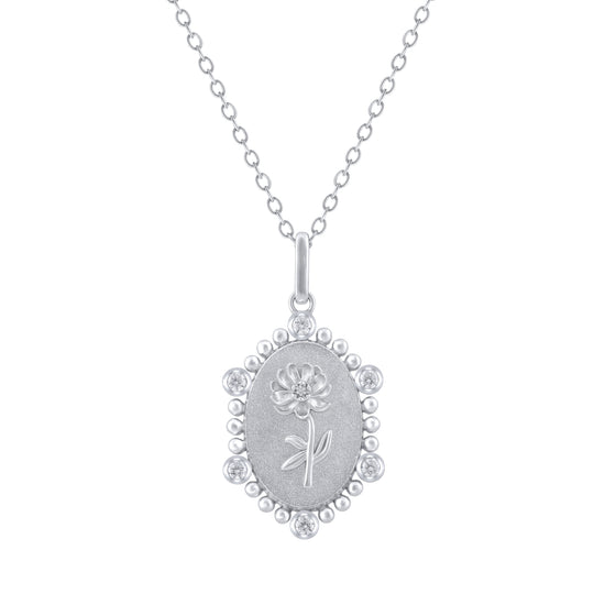 1/10 Cttw Diamond Birth Flower Necklace 18K Gold Vermeil : November Chrysanthemum