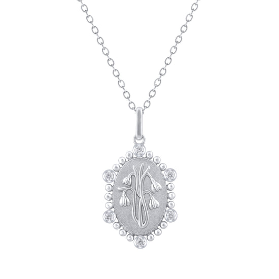 1/10 Cttw Diamond Birth Flower Necklace 18K Gold Vermeil : January Snowdrop