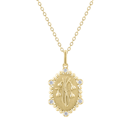 1/10 Cttw Diamond Birth Flower Necklace 18K Gold Vermeil : January Snowdrop