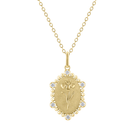 1/10 Cttw Diamond Birth Flower Necklace 18K Gold Vermeil : February Iris