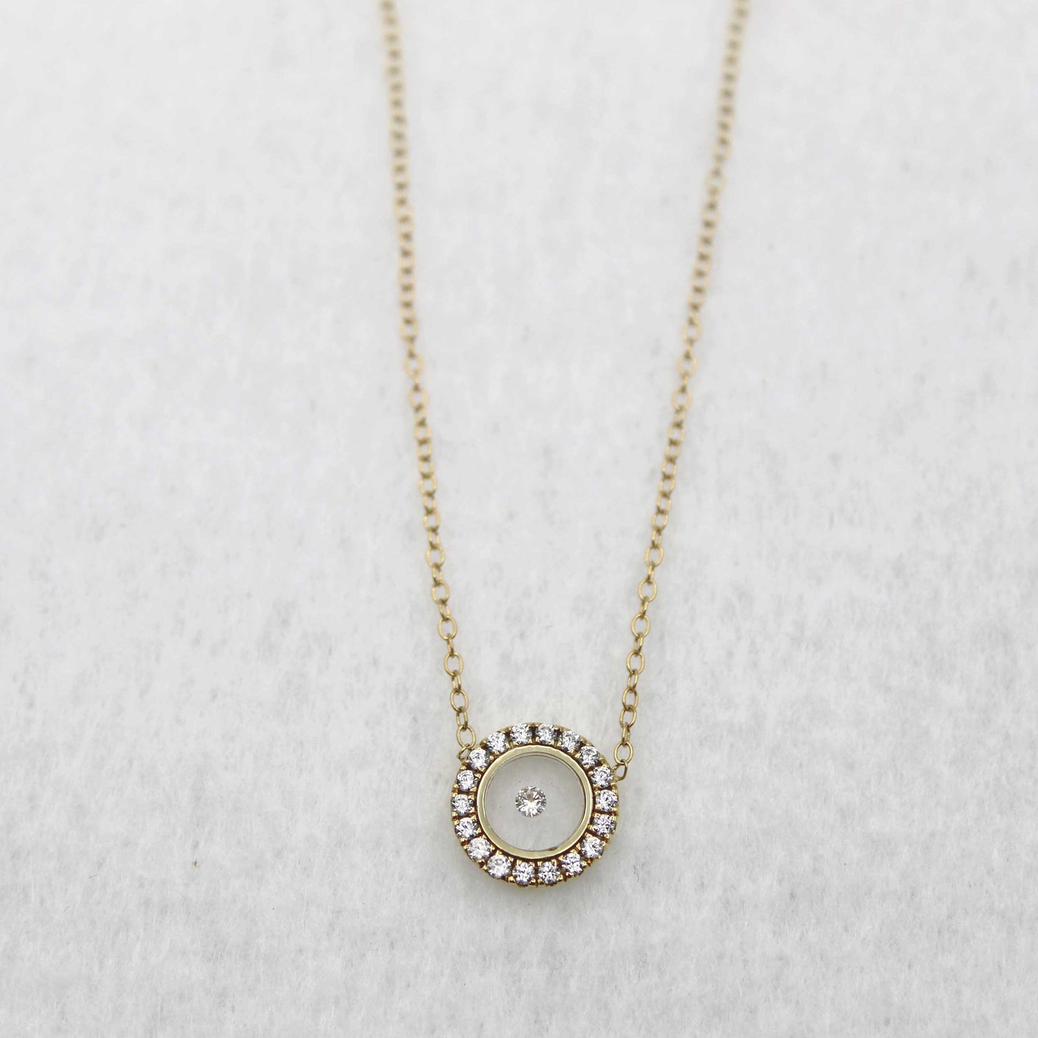 1/4 Cttw Diamond Floating Halo Necklace fifith and fine jewelry silver925 K18 yellow gold