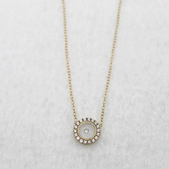 1/4 Cttw Diamond Floating Halo Necklace fifith and fine jewelry silver925 K18 yellow gold