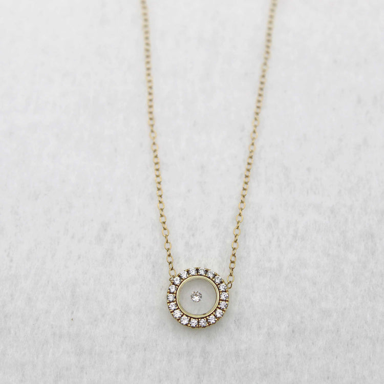 1/4 Cttw Diamond Floating Halo Necklace fifith and fine jewelry silver925 K18 yellow gold