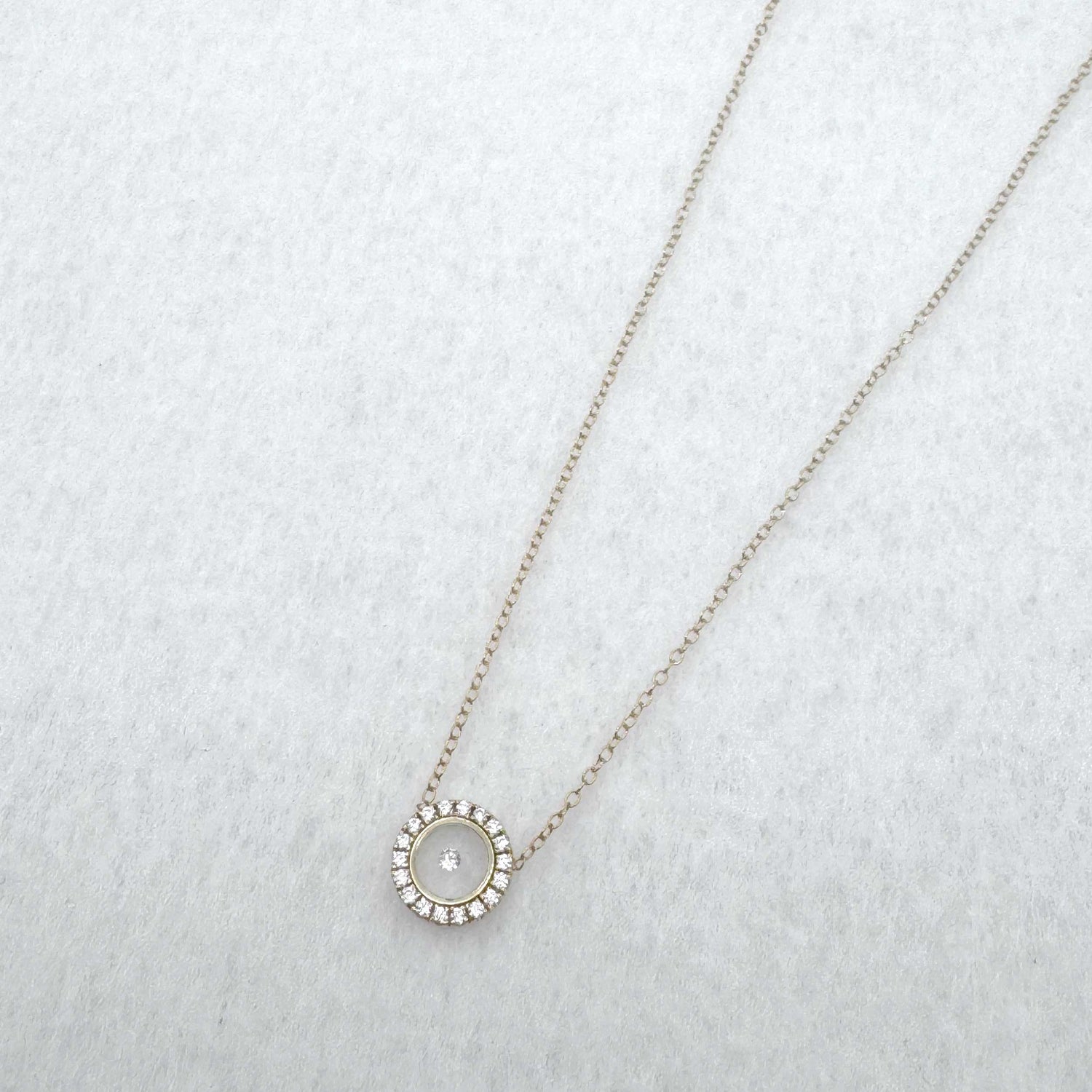 1/4 Cttw Diamond Floating Halo Necklace fifith and fine jewelry silver925 K18 yellow gold