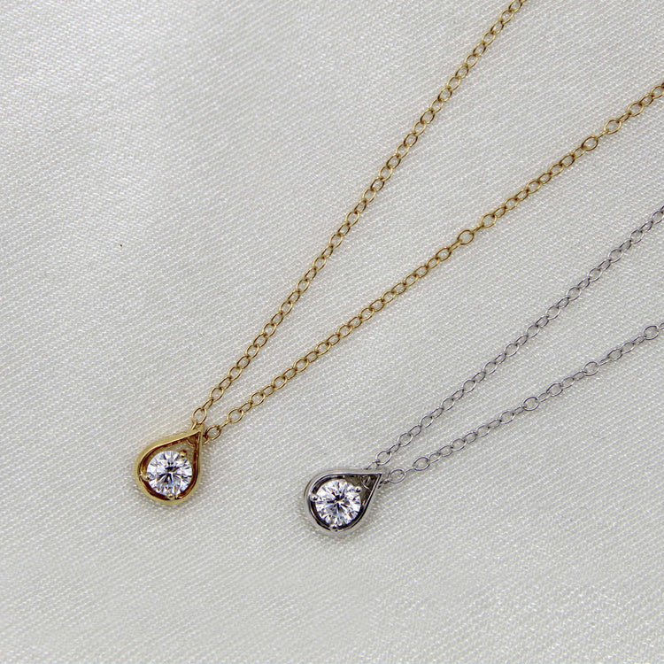 1/5-1/3 Cttw Diamond Teardrop Necklace 925 Sterling Silver / 18K Gold Vermeil pendant Fifth and Fine jewelry