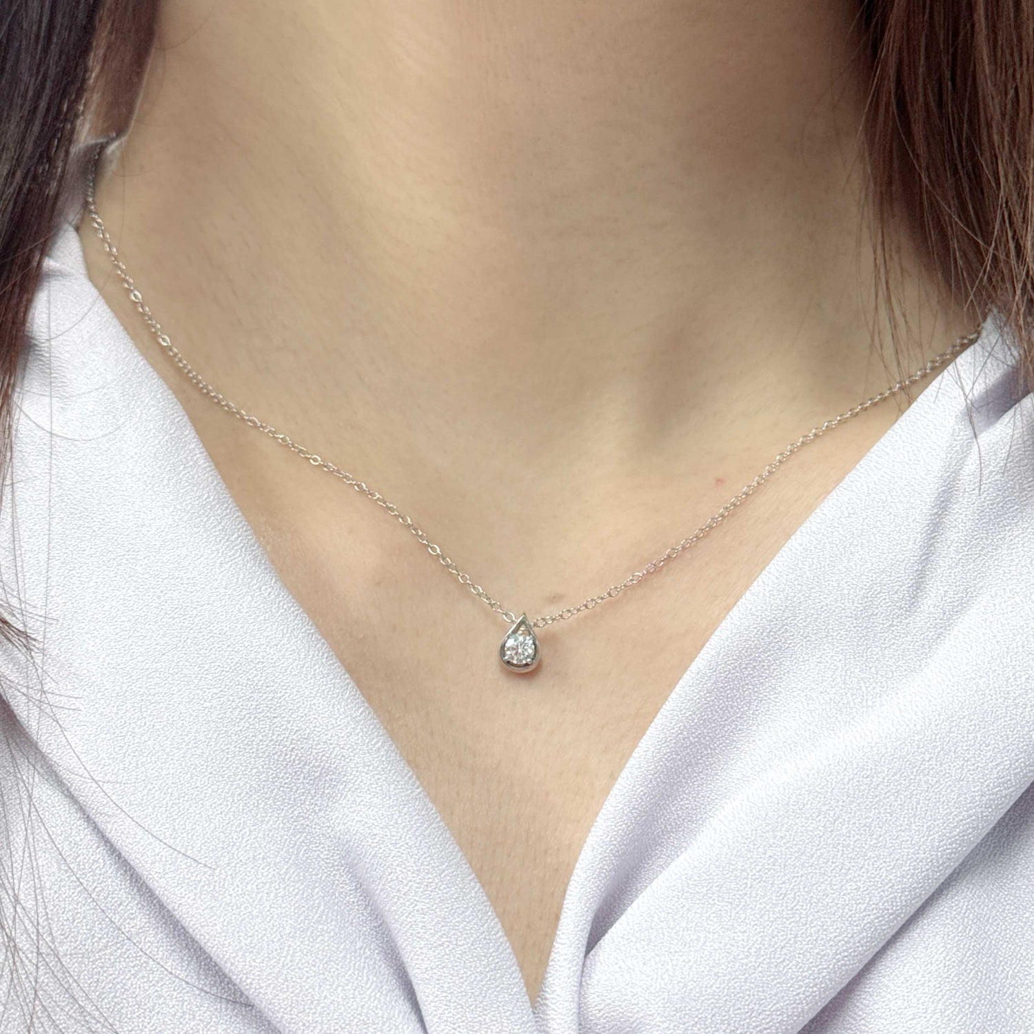 1/5-1/3 Cttw Diamond Teardrop Necklace 925 Sterling Silver / 18K Gold Vermeil pendant Fifth and Fine jewelry