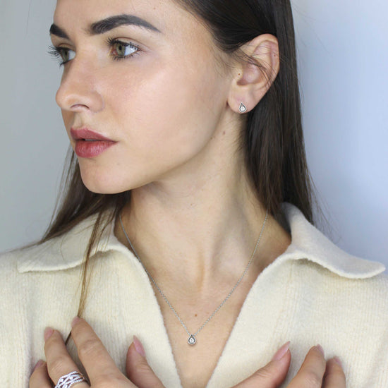 1/5-1/3 Cttw Diamond Teardrop Pear shape Stud Earrings available in K18 Yellow Gold vermeil and 925 Sterling Silver Rhodium Plating fifth and fine jewelry