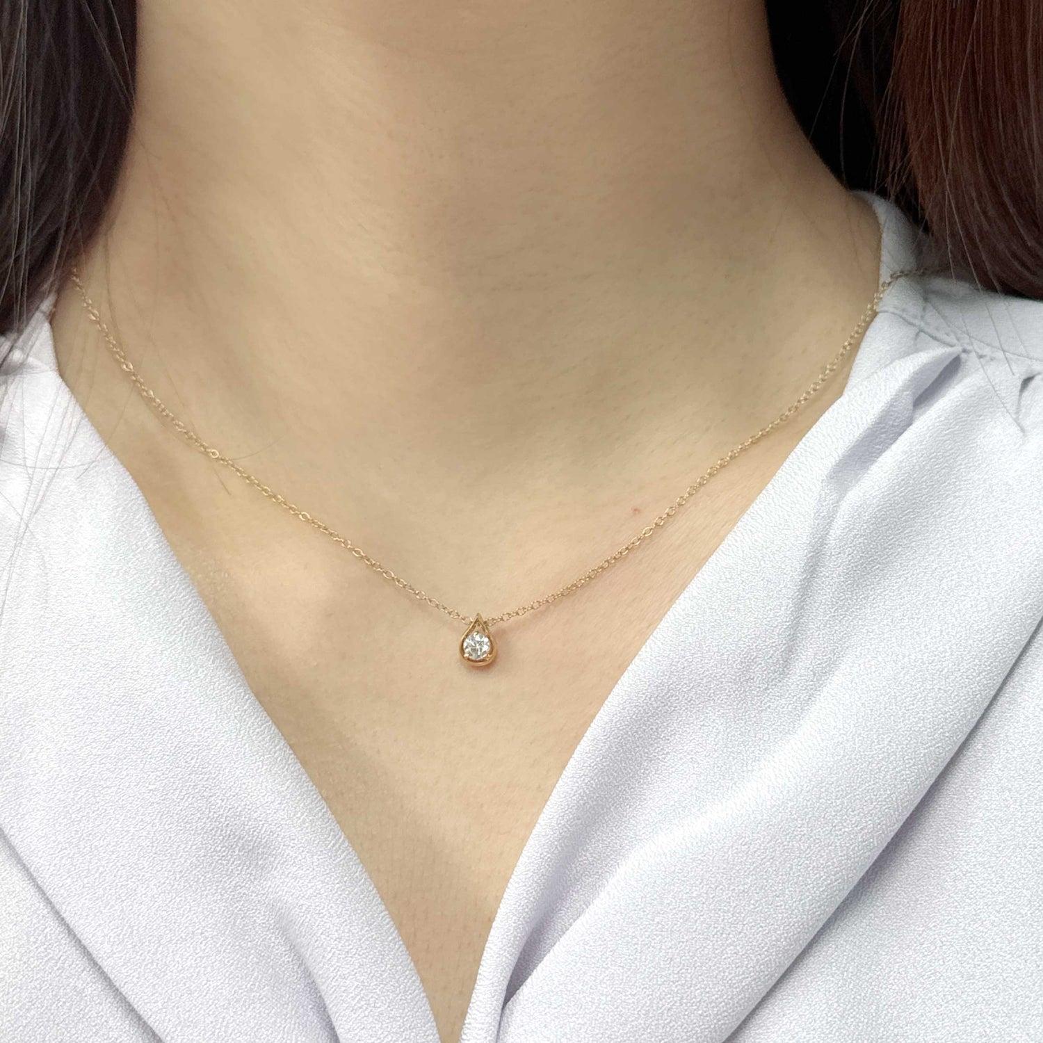 1/5-1/3 Cttw Diamond Teardrop Necklace 925 Sterling Silver / 18K Gold Vermeil pendant Fifth and Fine jewelry