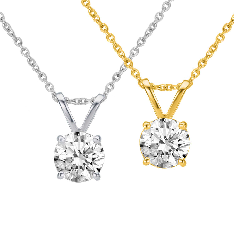 Certified (VS1-VS2) 1/2 - 1 Cttw Lab-Grown Diamond Solitaire Pendant  in 14K White/Yellow Gold fine jewelry gift holiday valentine birthday fifth and fine