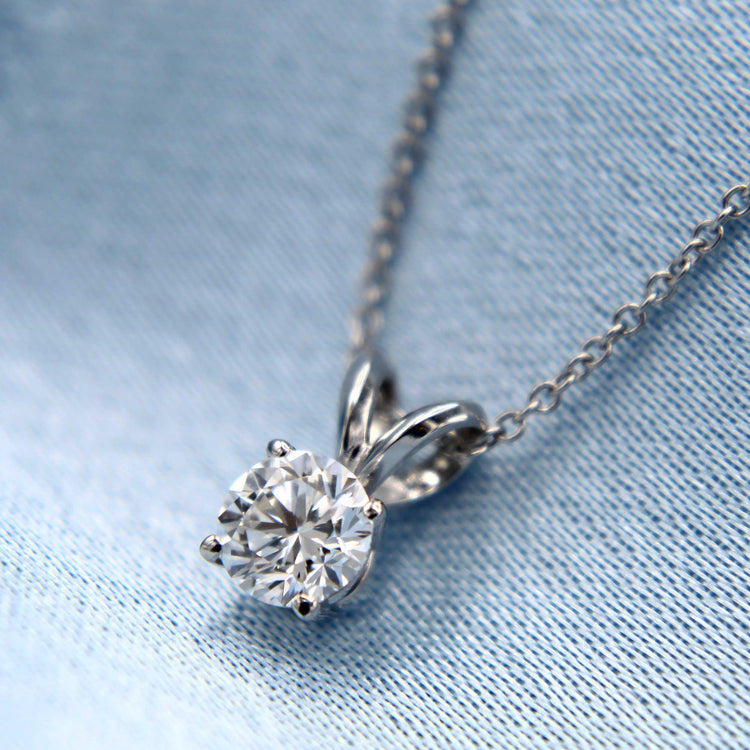 Certified (VS1-VS2) 1/2 - 1 Cttw Lab-Grown Diamond Solitaire Pendant  in 14K White/Yellow Gold fine jewelry gift holiday valentine birthday fifth and fine