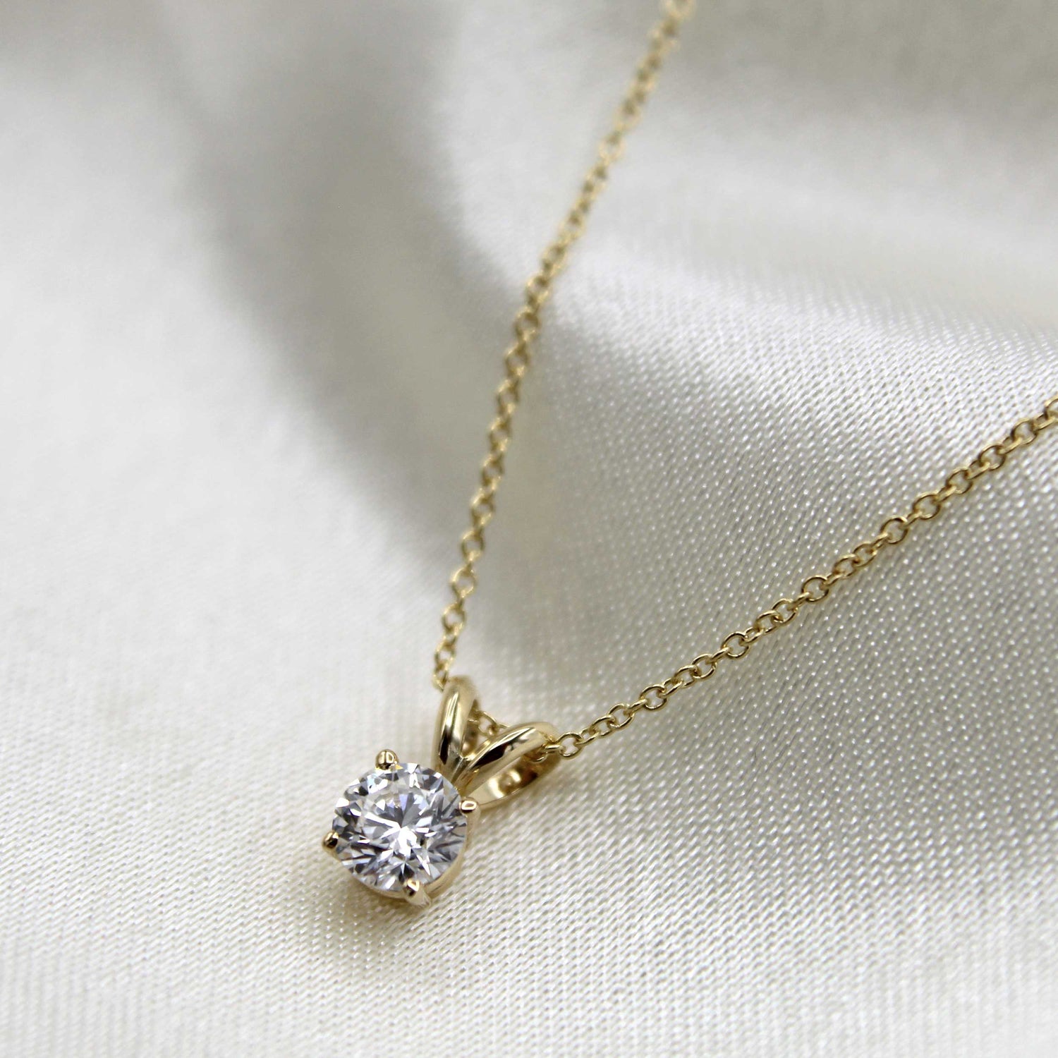 Certified (VS1-VS2) 1/2 - 1 Cttw Lab-Grown Diamond Solitaire Pendant  in 14K White/Yellow Gold fine jewelry gift holiday valentine birthday fifth and fine