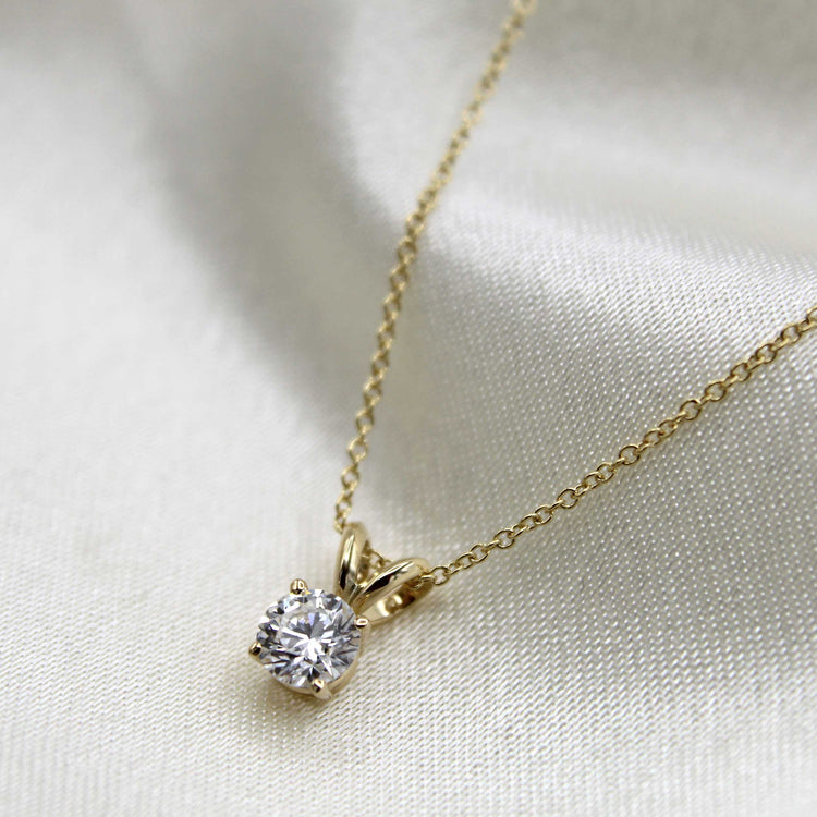 Certified (VS1-VS2) 1/2 - 1 Cttw Lab-Grown Diamond Solitaire Pendant  in 14K White/Yellow Gold fine jewelry gift holiday valentine birthday fifth and fine