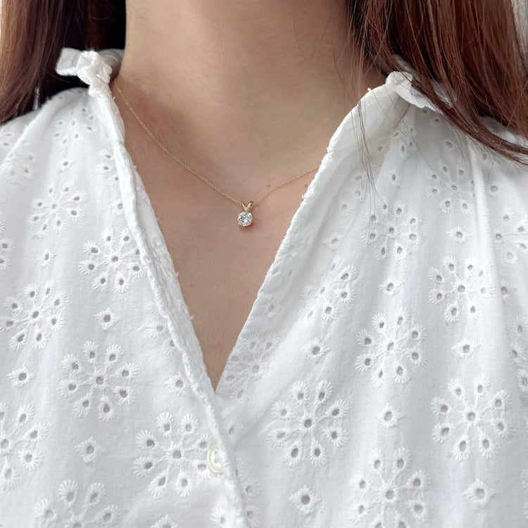 Certified (VS1-VS2) 1/2 - 1 Cttw Lab-Grown Diamond Solitaire Pendant  in 14K White/Yellow Gold fine jewelry gift holiday valentine birthday fifth and fine