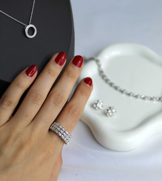 3/4CT TW Diamond Band Anniversary Ring in Sterling Silver