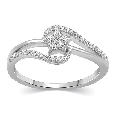 1/4ct tw Diamond Star Cluster Promise Ring in Sterling Silver