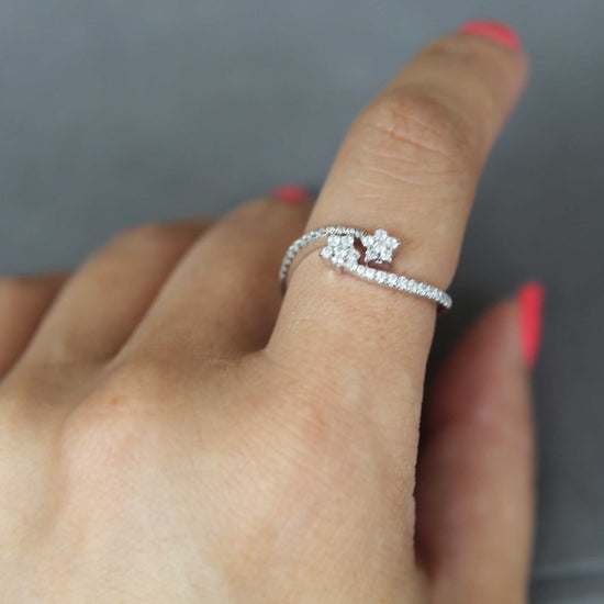 1/3CT TW Diamond Dual Shooting Star Cluster Fashion Ring in Sterling Silver