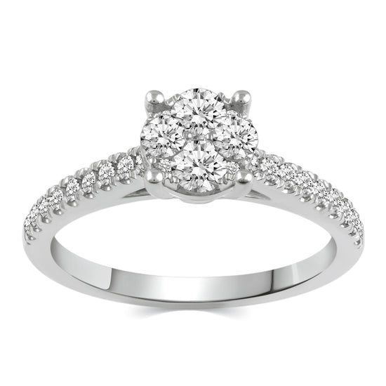 3/4ctw Diamond Classic Round Engagement Ring in Sterling Silver