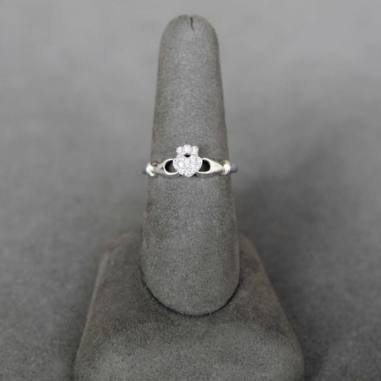 1/10 CT TW Diamond Claddagh Ring in Sterling Silver