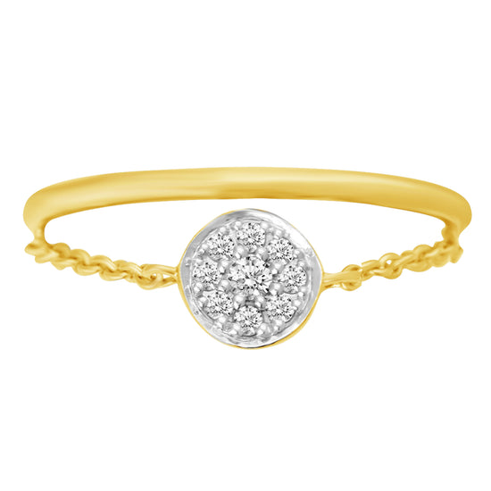 Diamond Chain Ring in Sterling Silver Yellow Gold Round