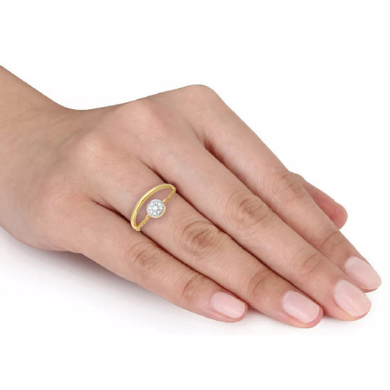 Diamond Chain Ring in Sterling Silver Yellow Gold Round