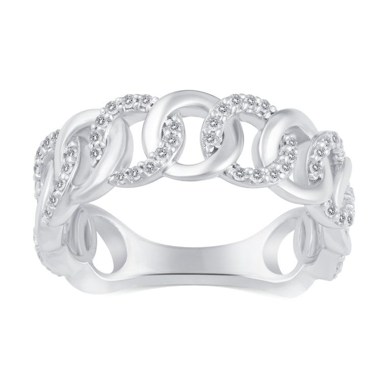 1/3 CT TW Diamond Link Pave Ring in Sterling Silver