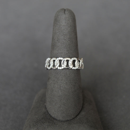 1/3 CT TW Diamond Link Pave Ring in Sterling Silver